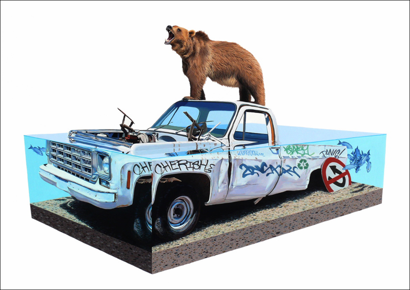 Illustration for article titled Josh Keyes: A Juxtaposition Of Car And Nature